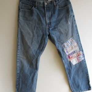 Levis 505 Upcycled Jeans Patched Distressed 36 x 29" Boho Festival
